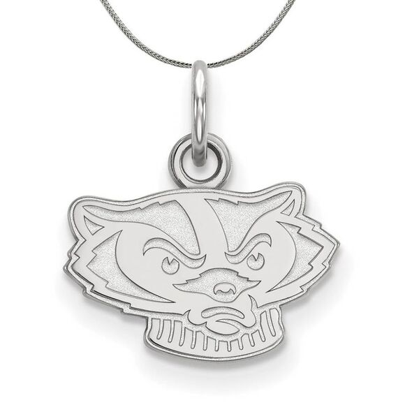 Sterling Silver U. of Wisconsin XS (Tiny) Badger Necklace - 24 Inch
